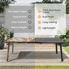 Matte Black Rectangular Aluminum Outdoor Dining Table with Umbrella Hole, Seats 6–8