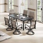 Matte Black Rectangular Aluminum Outdoor Dining Table with Umbrella Hole, Seats 6–8