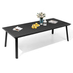 Matte Black Rectangular Aluminum Outdoor Dining Table with Umbrella Hole, Seats 6–8