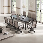 Matte Black Rectangular Aluminum Outdoor Dining Table with Umbrella Hole, Seats 6–8
