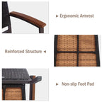 Mix Brown Stackable Armrest Rattan Dining Chairs, Set of 2