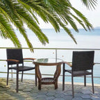 Mix Brown Stackable Armrest Rattan Dining Chairs, Set of 2