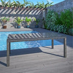 Grey Wicker & Aluminum Outdoor Dining Table, Seats 4–6