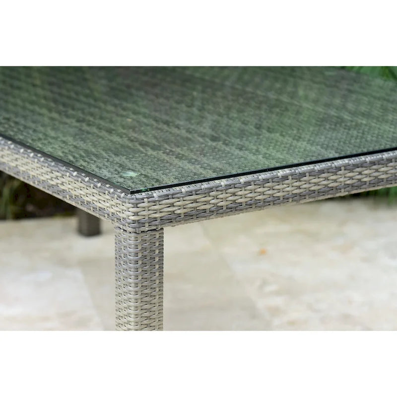 Grey Wicker & Aluminum Outdoor Dining Table, Seats 4–6