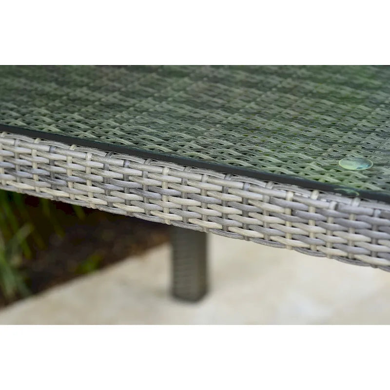 Grey Wicker & Aluminum Outdoor Dining Table, Seats 4–6