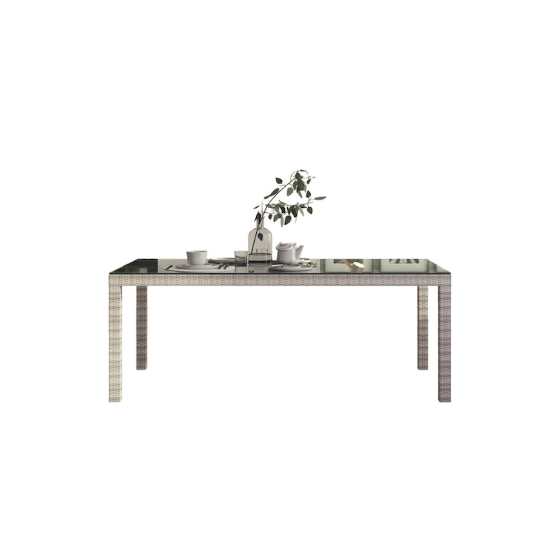 Grey Wicker & Aluminum Outdoor Dining Table, Seats 4–6