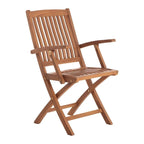 Brown Teak Nordic Folding Chair with Armrests, 1-Person