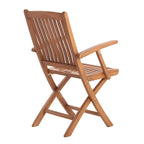 Brown Teak Nordic Folding Chair with Armrests, 1-Person
