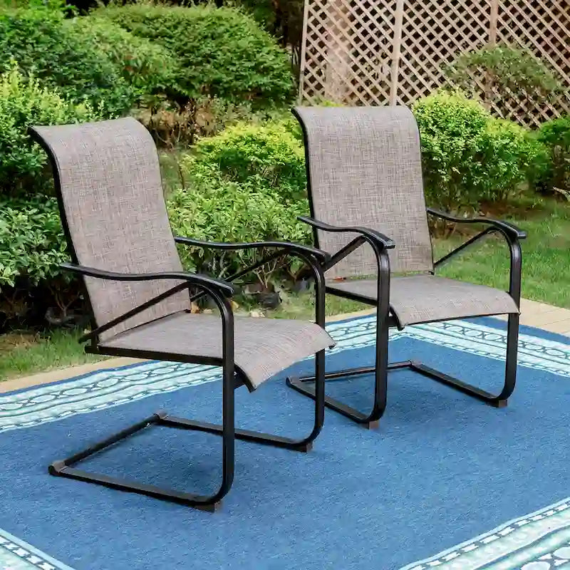Tan C-Spring Textilene Patio Chair, Set of 2