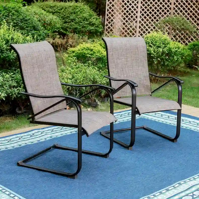 Patio Chairs C Spring Motion Textilene Metal Chairs Weather Resistant Outdoor Furniture