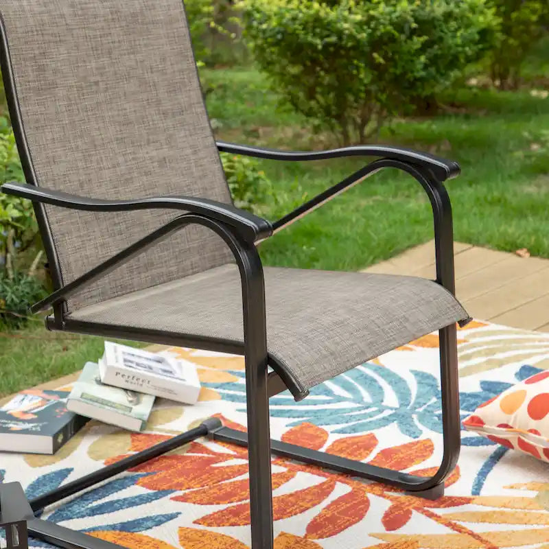 Tan C-Spring Textilene Patio Chair, Set of 2