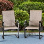 Tan C-Spring Textilene Patio Chair, Set of 2