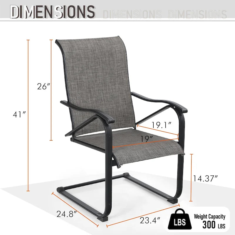 Tan C-Spring Textilene Patio Chair, Set of 2