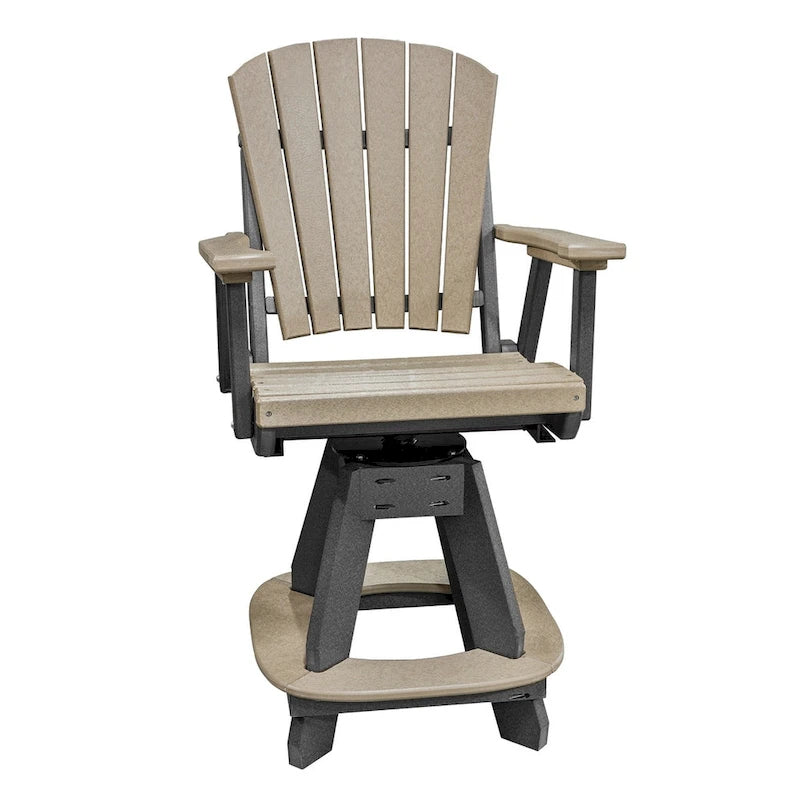Tan Fanback Counter Height Swivel Arm Chair with Black Base, Seats 1