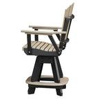Tan Fanback Counter Height Swivel Arm Chair with Black Base, Seats 1