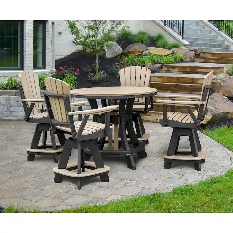 Tan Fanback Counter Height Swivel Arm Chair with Black Base, Seats 1