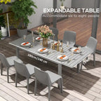 Grey Expandable Rectangular Outdoor Dining Table for 6–8