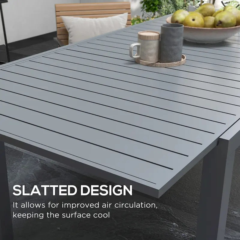 Grey Expandable Rectangular Outdoor Dining Table for 6–8
