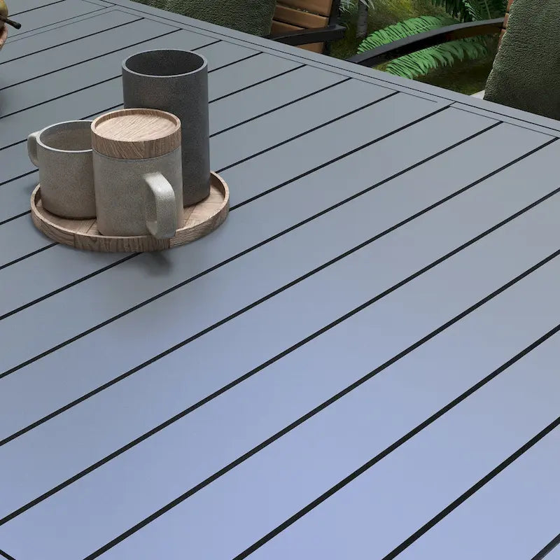 Grey Expandable Rectangular Outdoor Dining Table for 6–8