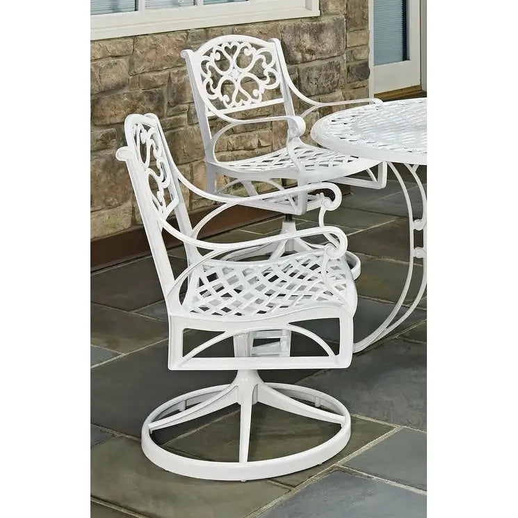 White Outdoor Swivel Rocking Chair for 1, Cast Aluminum