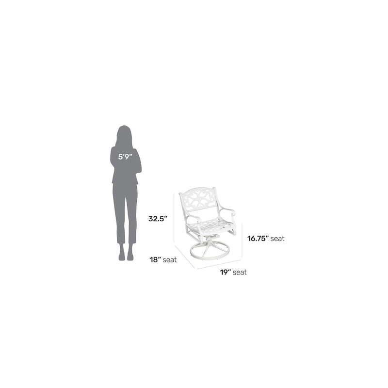 White Outdoor Swivel Rocking Chair for 1, Cast Aluminum