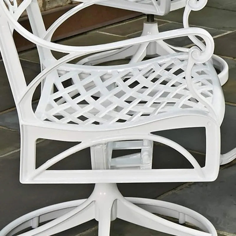 White Outdoor Swivel Rocking Chair for 1, Cast Aluminum