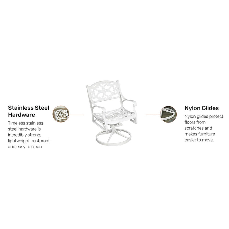 White Outdoor Swivel Rocking Chair for 1, Cast Aluminum
