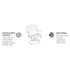 White Outdoor Swivel Rocking Chair for 1, Cast Aluminum