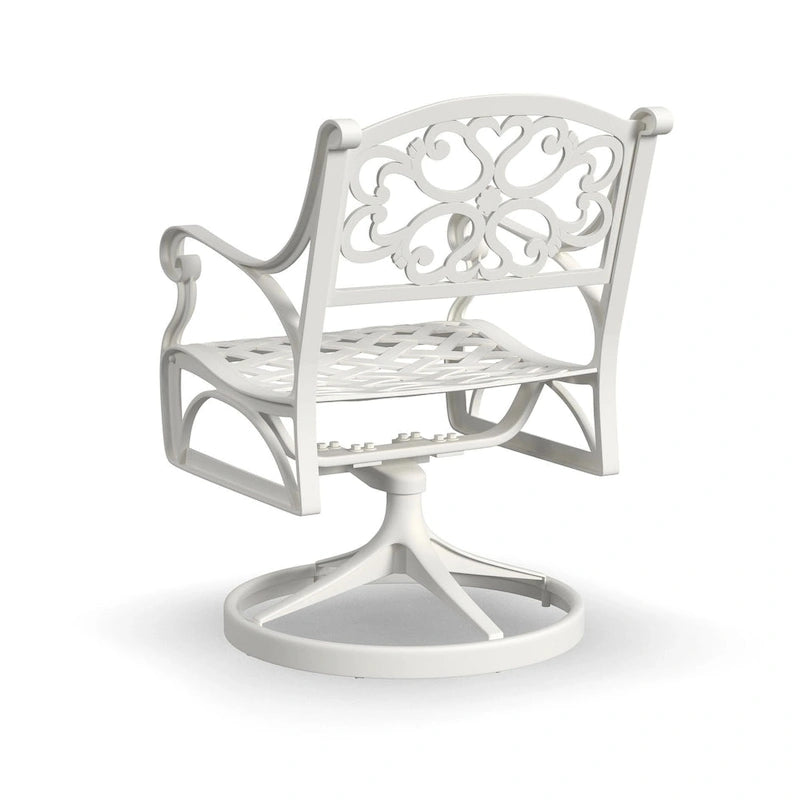 White Outdoor Swivel Rocking Chair for 1, Cast Aluminum