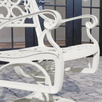 White Outdoor Swivel Rocking Chair for 1, Cast Aluminum