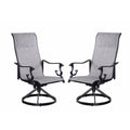 Black & Grey High-Back Sling Swivel Rocking Patio Chair, Set of 2