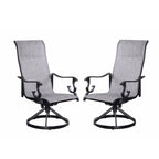 Black & Grey High-Back Sling Swivel Rocking Patio Chair, Set of 2