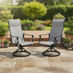 Set of 2 Westin Swivel Rocking Sling Patio Dining Chairs- Black/Grey