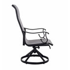 Black & Grey High-Back Sling Swivel Rocking Patio Chair, Set of 2