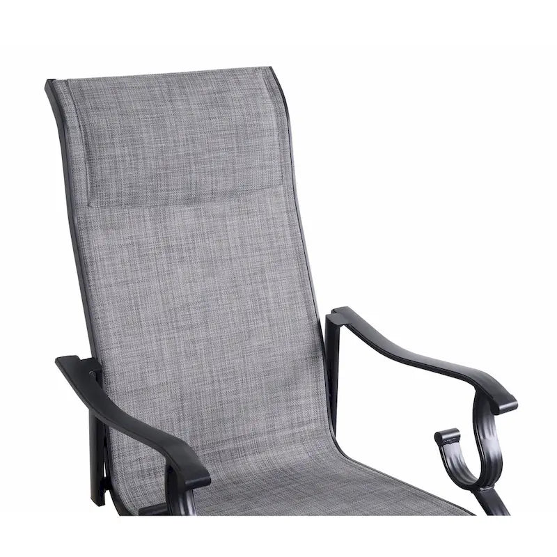 Black & Grey High-Back Sling Swivel Rocking Patio Chair, Set of 2