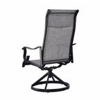 Black & Grey High-Back Sling Swivel Rocking Patio Chair, Set of 2