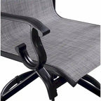 Black & Grey High-Back Sling Swivel Rocking Patio Chair, Set of 2
