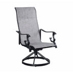 Black & Grey High-Back Sling Swivel Rocking Patio Chair, Set of 2