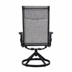 Black & Grey High-Back Sling Swivel Rocking Patio Chair, Set of 2
