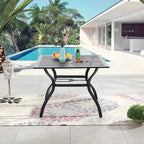 37 x 37 Square Outdoor Dining Table Powder-Coated Steel Frame Top Umbrella Stand Deck