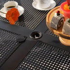 Black Square Outdoor Dining Table with Umbrella Hole, Seats 4
