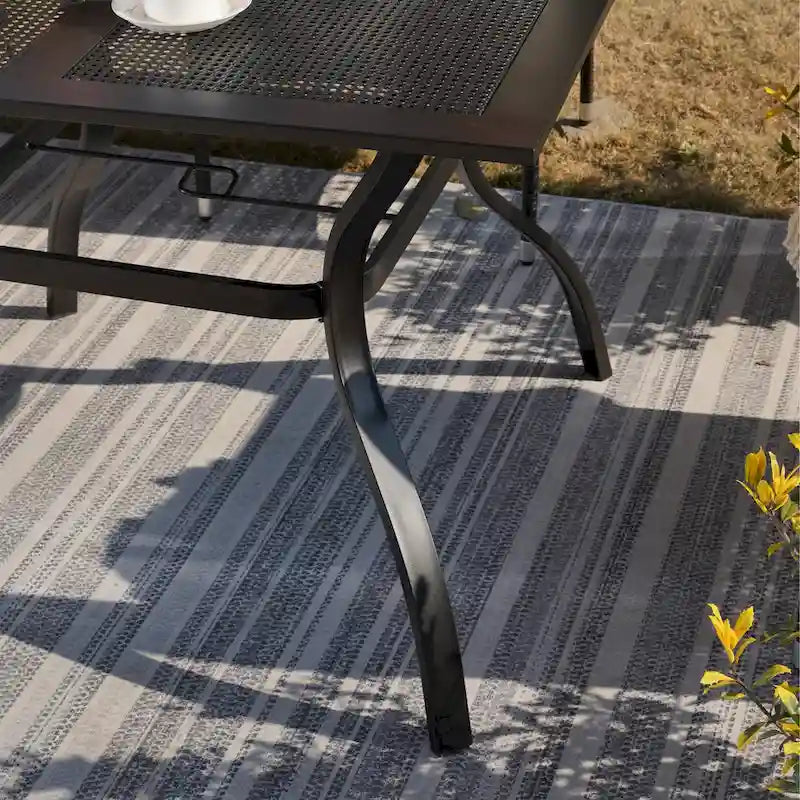 Black Square Outdoor Dining Table with Umbrella Hole, Seats 4