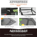Black Square Outdoor Dining Table with Umbrella Hole, Seats 4