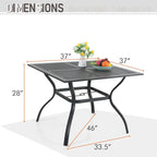 Black Square Outdoor Dining Table with Umbrella Hole, Seats 4