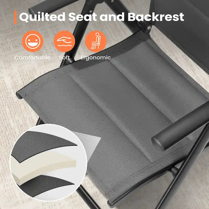 Dark Grey Folding Patio Dining Chair, Aluminum & Textilene, 8-Position Adjustable (Set of 2 or 4)