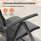 Dark Grey Folding Patio Dining Chair, Aluminum & Textilene, 8-Position Adjustable (Set of 2 or 4)
