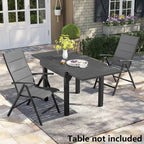 Dark Grey Folding Patio Dining Chair, Aluminum & Textilene, 8-Position Adjustable (Set of 2 or 4)
