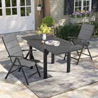 Dark Grey Folding Patio Dining Chair, Aluminum & Textilene, 8-Position Adjustable (Set of 2 or 4)