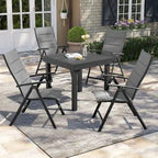 Dark Grey Folding Patio Dining Chair, Aluminum & Textilene, 8-Position Adjustable (Set of 2 or 4)