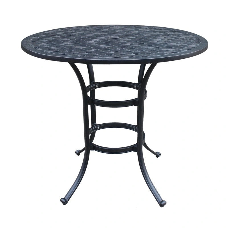 42" Round Outdoor Bar Table, Lattice Top, Seats 4 – Dark Lava Bronze / Dessert Night / Heritage Grey